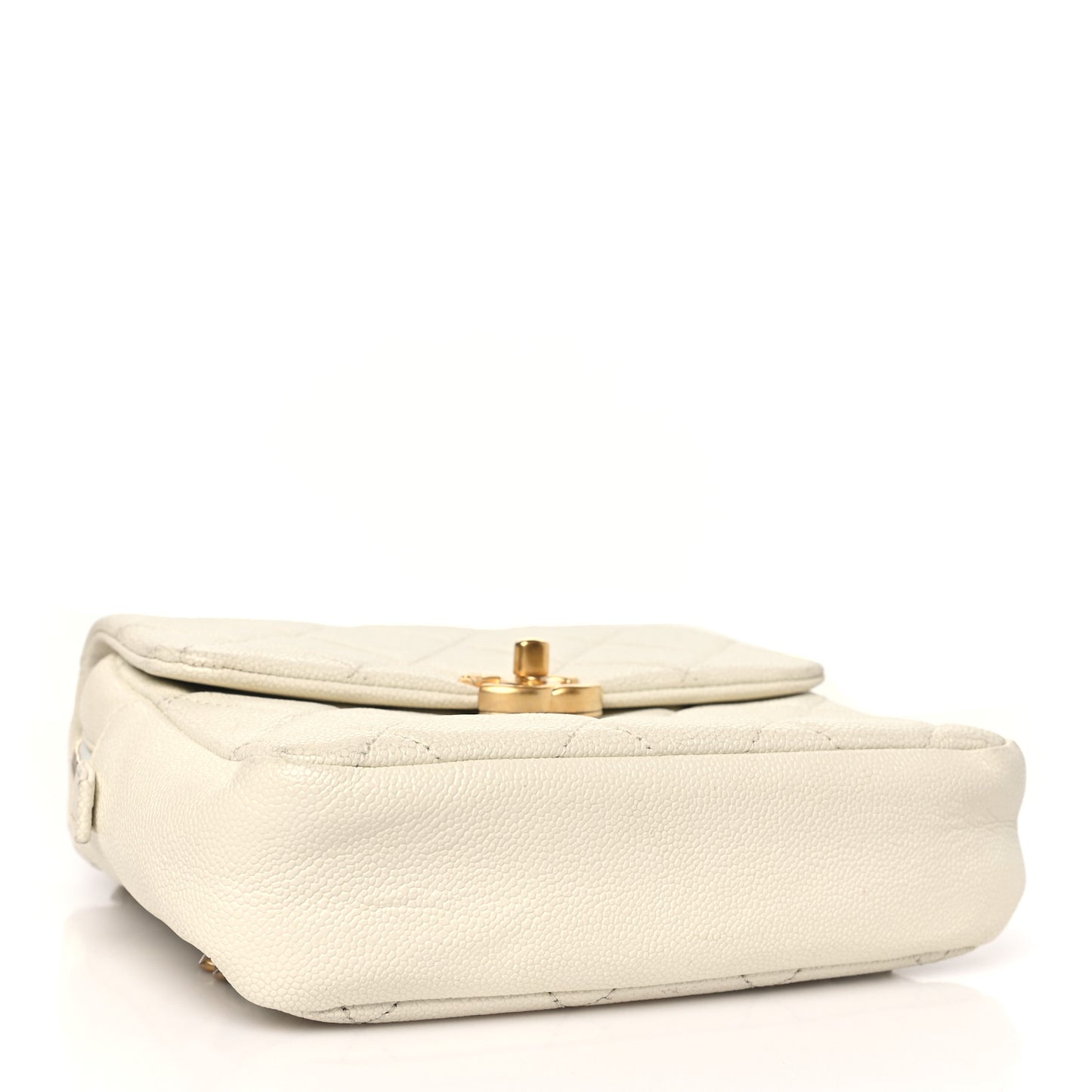 Shiny Caviar Quilted Chain Melody Backpack White