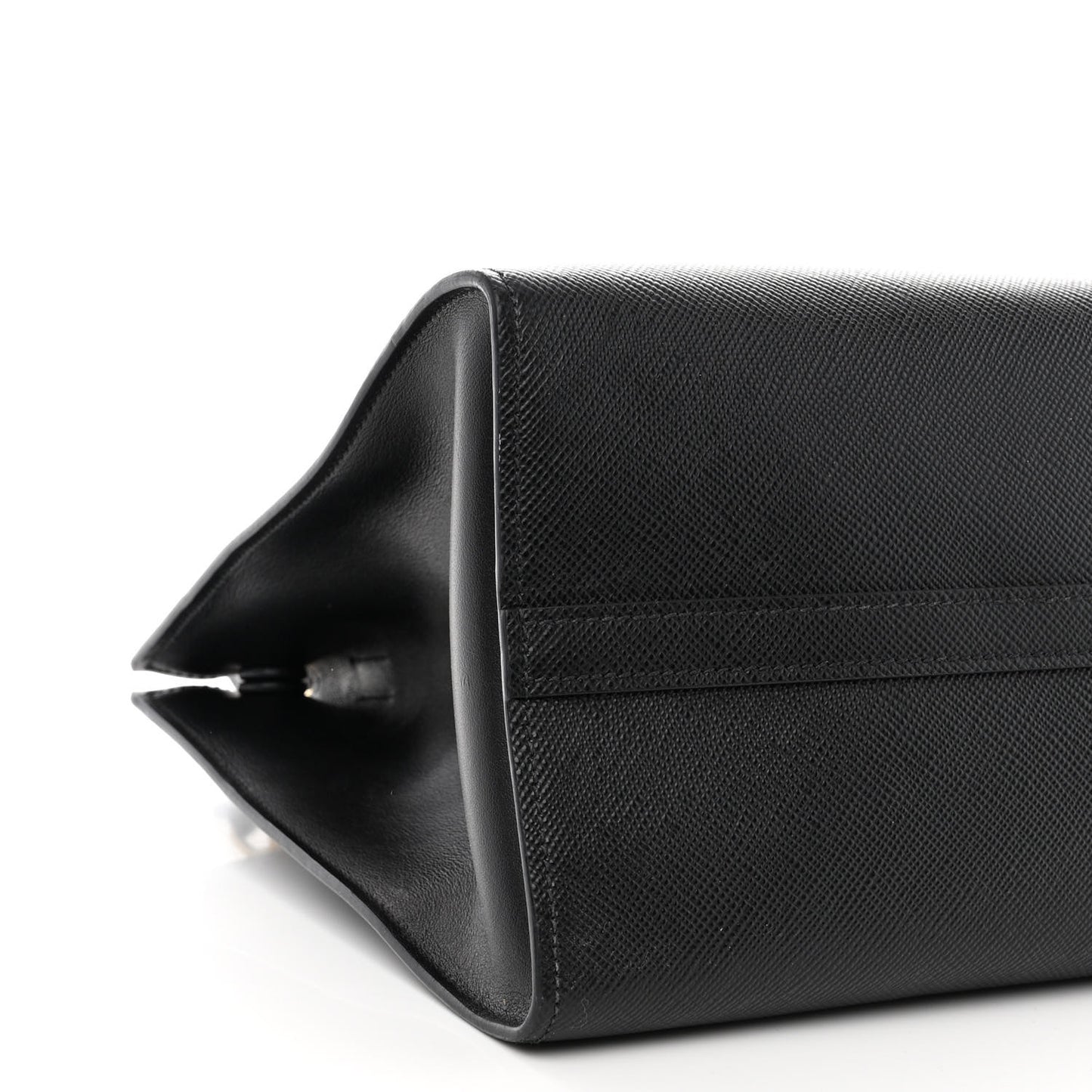 Saffiano Cuir Calfskin Medium Monochrome Top Handle Tote Black
