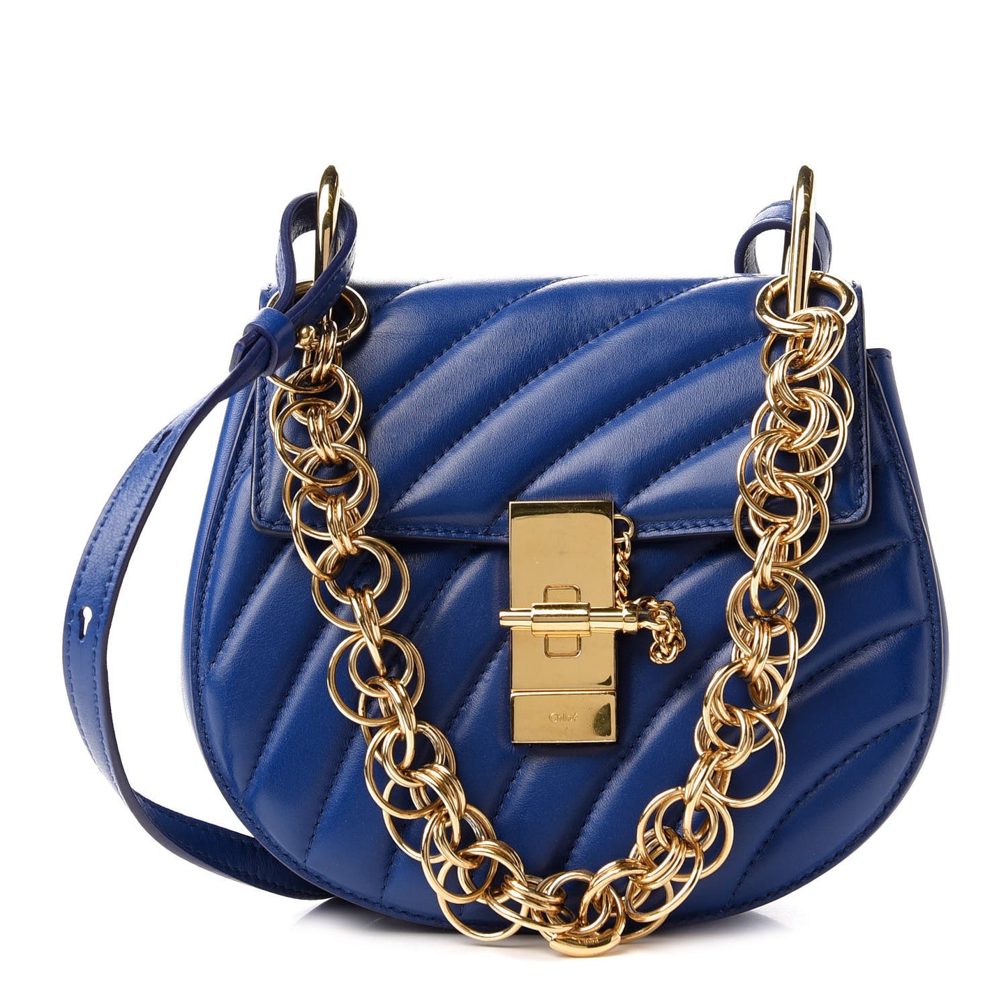 Calfskin Quilted Mini Drew Bijou Shoulder Bag Majesty Blue