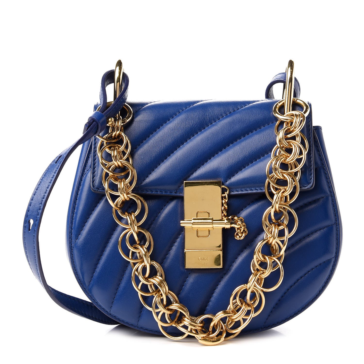 Chloe Calfskin Quilted Mini Drew Bijou Shoulder Bag Majesty Blue 1 of 10