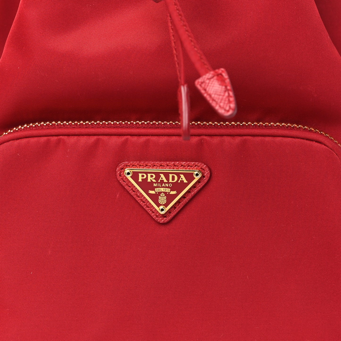 Nylon Vela Saffiano Mini Bucket Crossbody Bag Fuoco