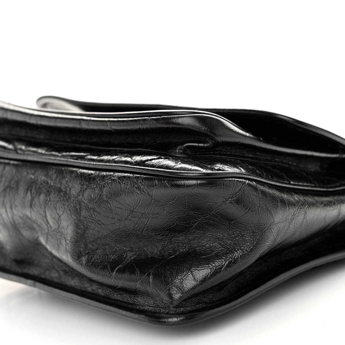 Crinkled Calfskin Matelasse Monogram Medium Niki Chain Satchel Black