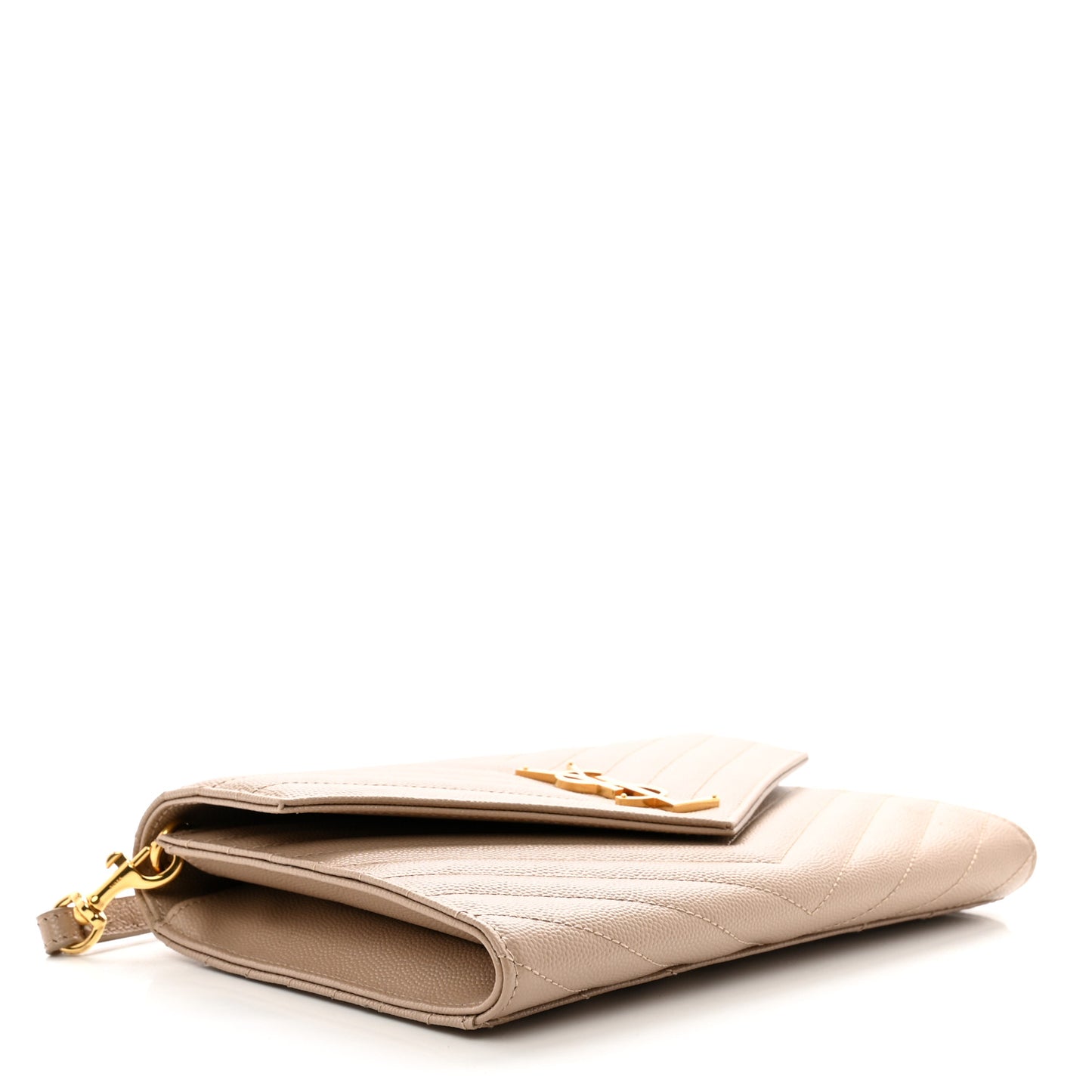 Grain De Poudre Matelasse Chevron Monogram Envelope Clutch Dark Beige