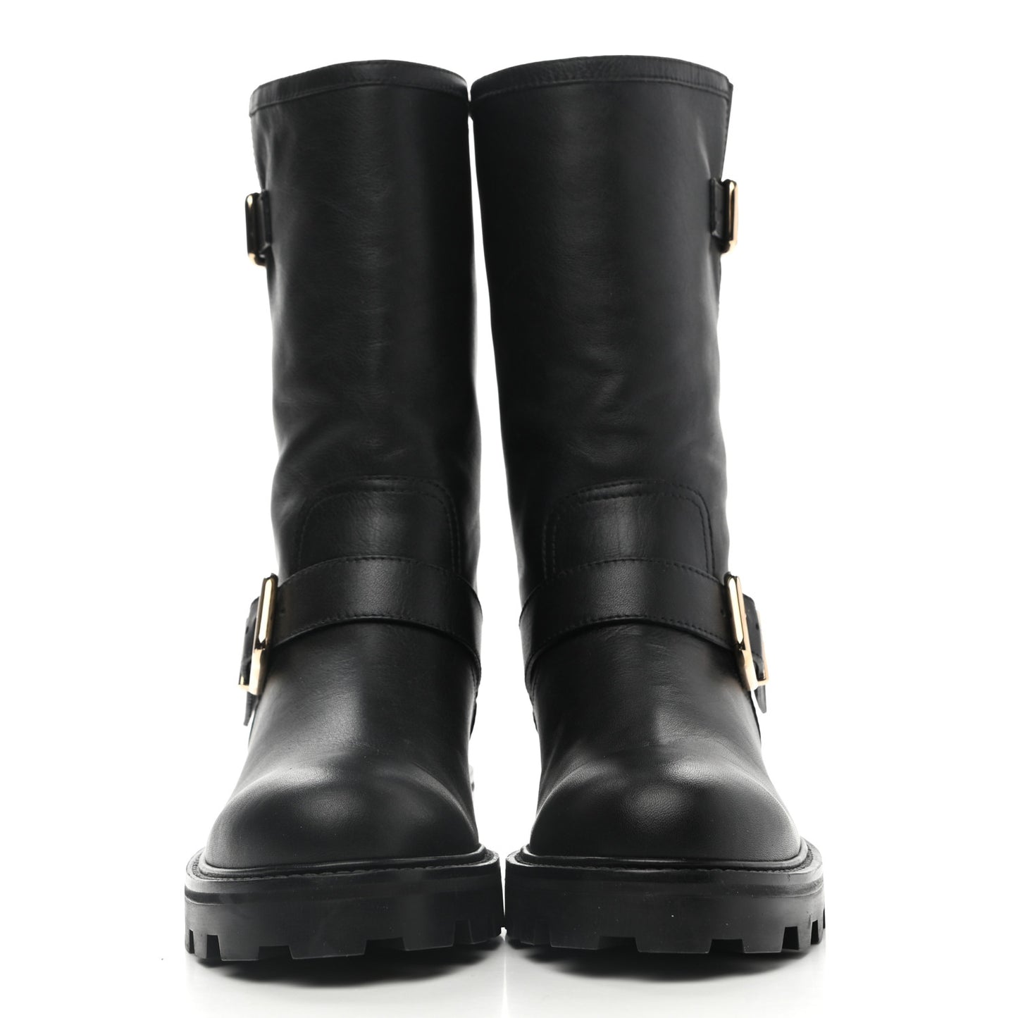 Rugged Leather Biker Boots 38.5 Black