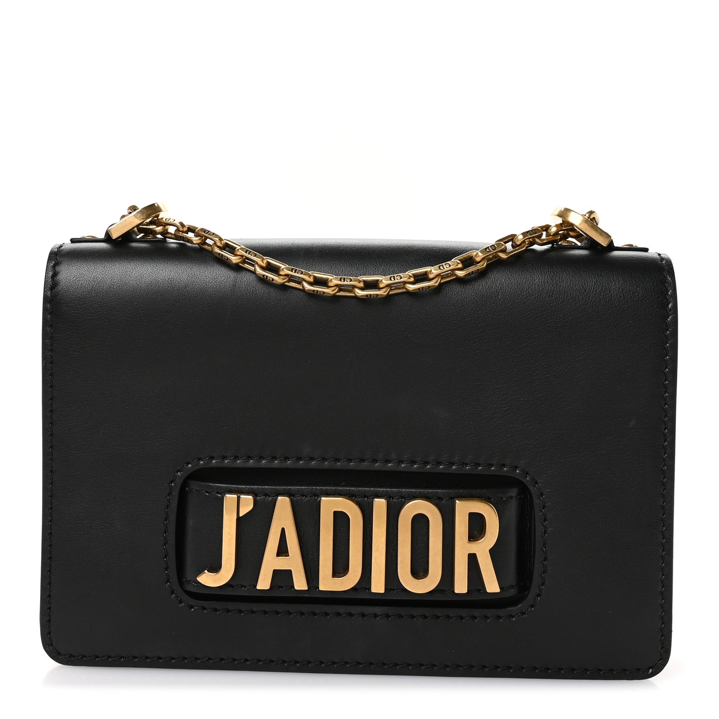 Calfskin Mini J'Adior Chain Flap Bag Black