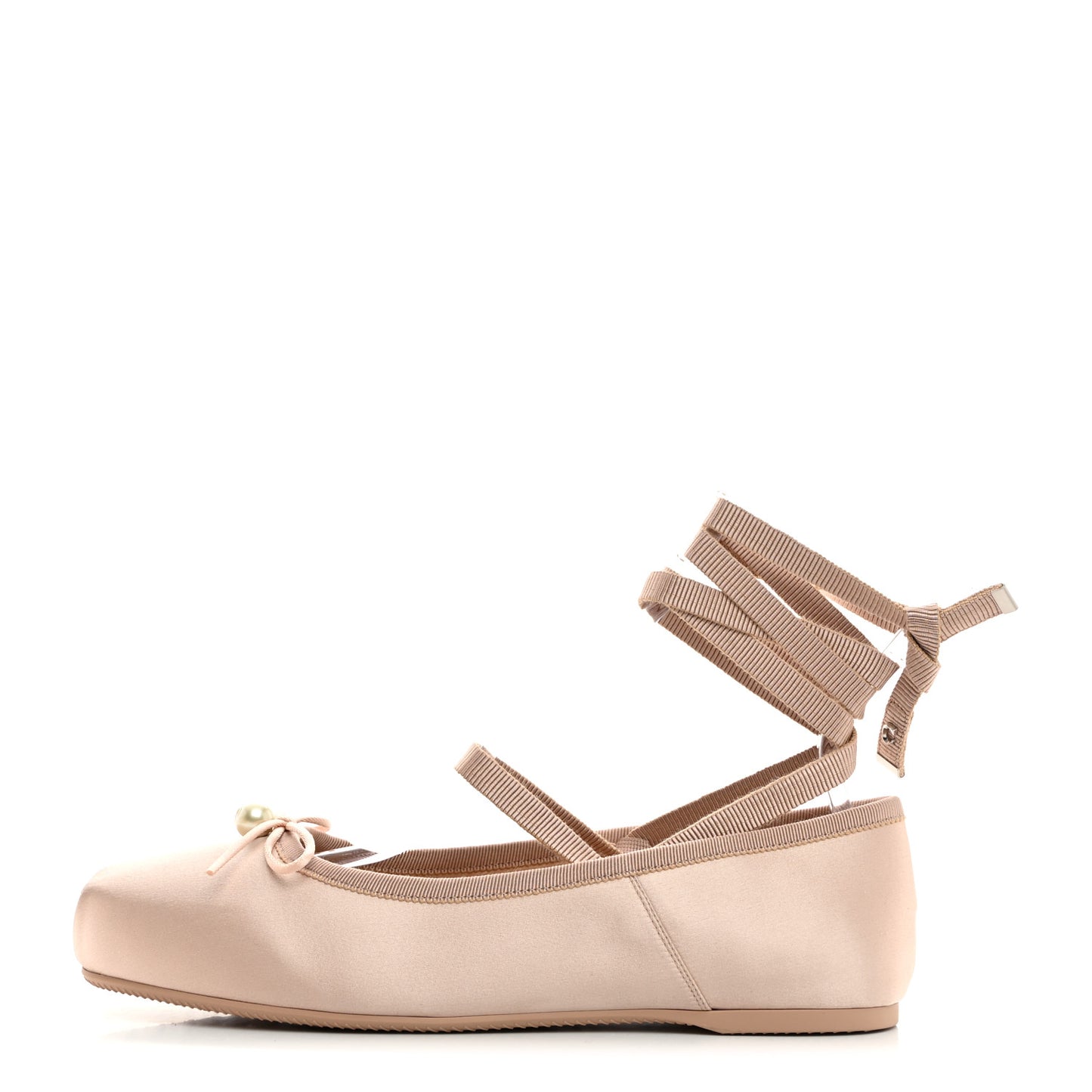 Satin Grosgrain D-Joy Ballet Flats 37 Beige Rose