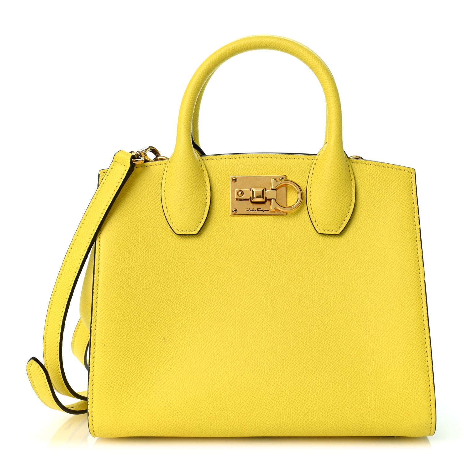 Salvatore Ferragamo Hammered Calfskin Small The Studio Box Bag