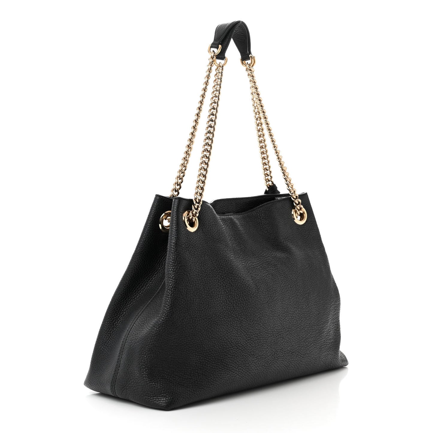 Pebbled Calfskin Medium Soho Chain Shoulder Bag Black
