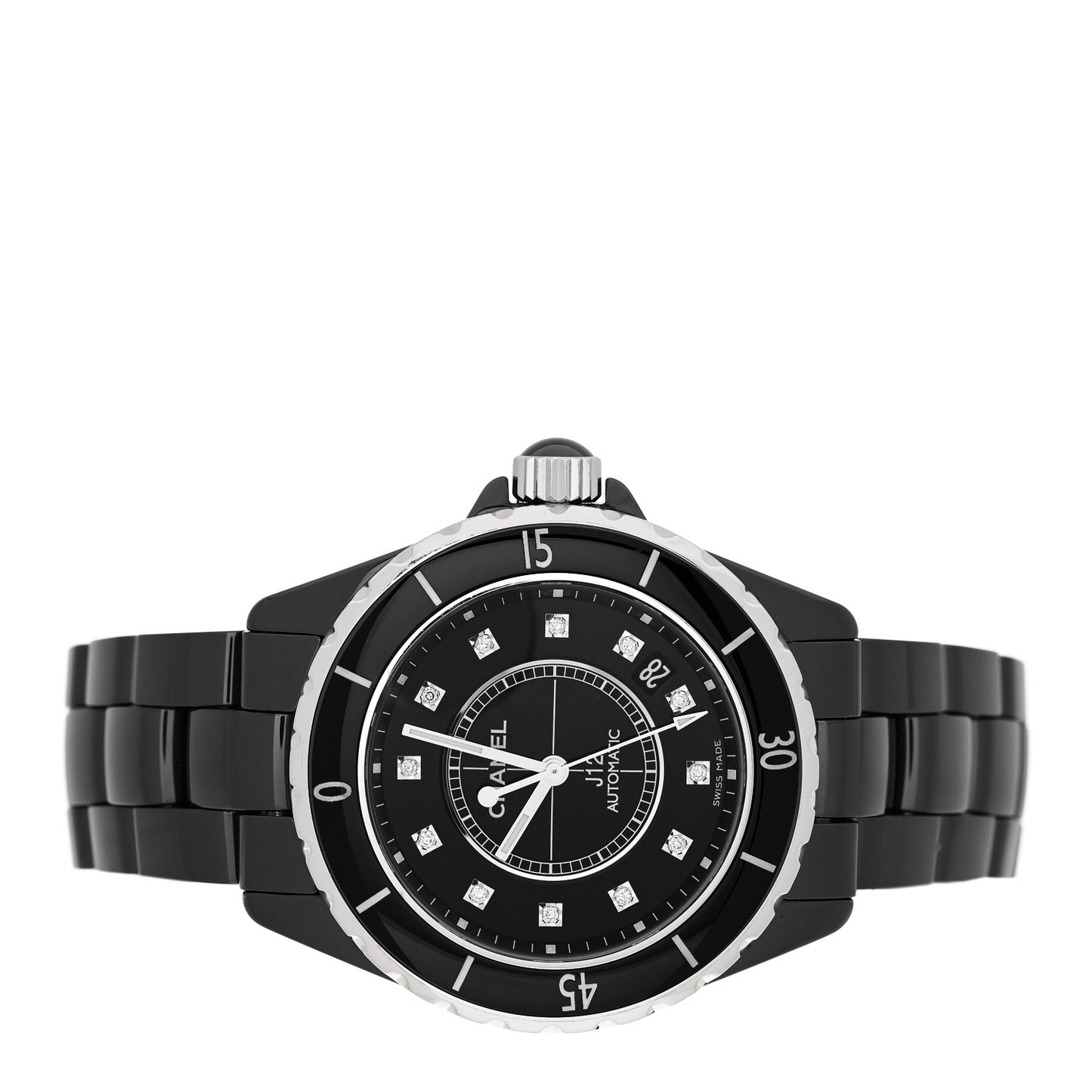 Stainless Steel Ceramic Diamond 38mm J12 Automatic Watch Black
