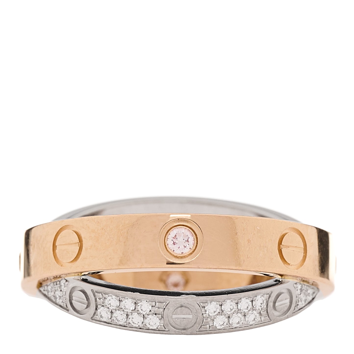 18K Pink White Gold Diamond LOVE Pave Ring 48 4.5