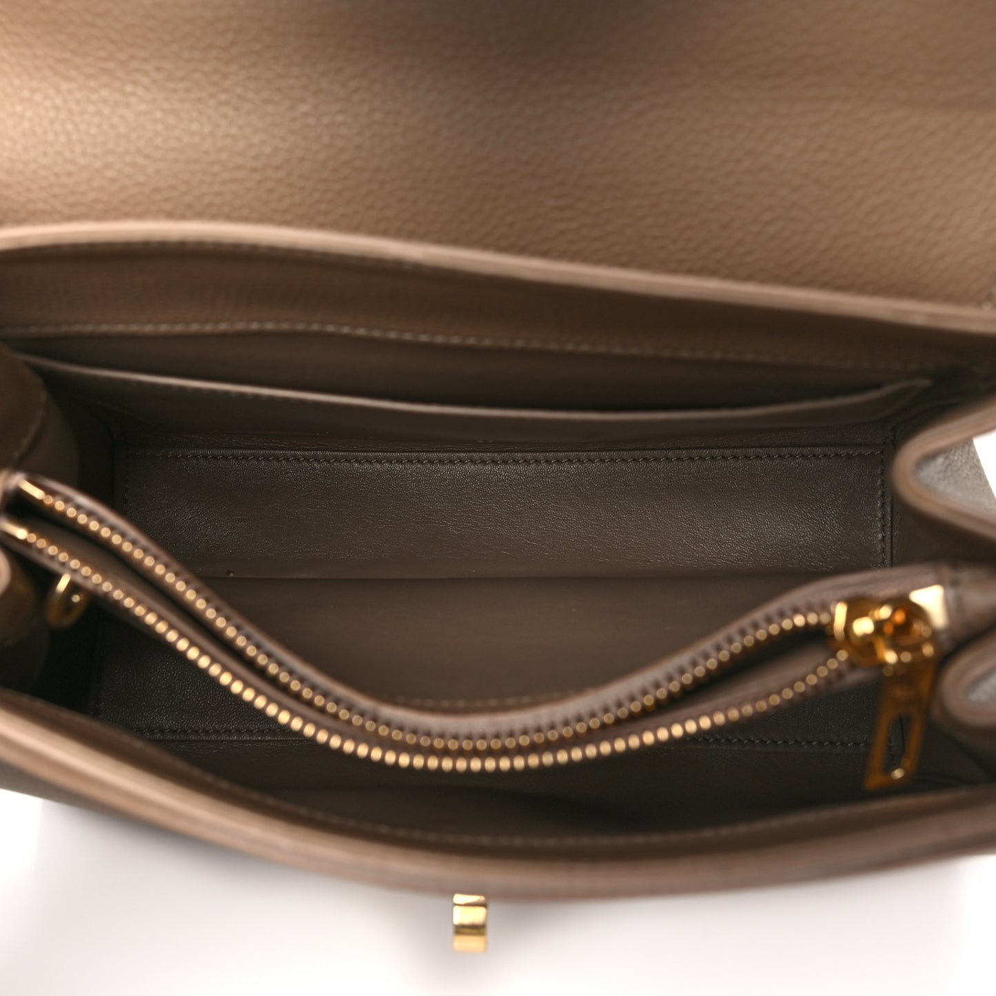 Grained Calfskin Small 16 Top Handle Bag Beige