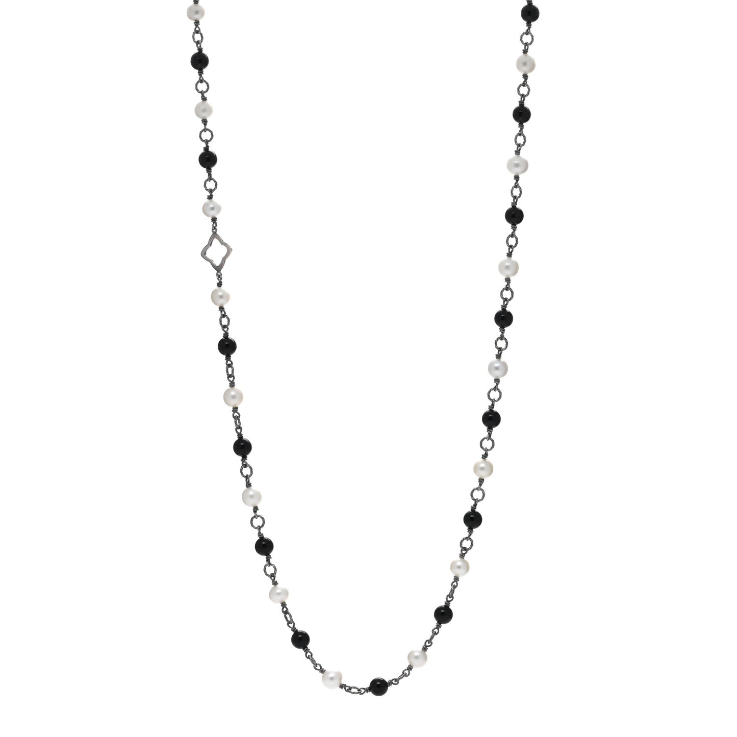 Sterling Silver Black Onyx Pearl Bijoux Necklace