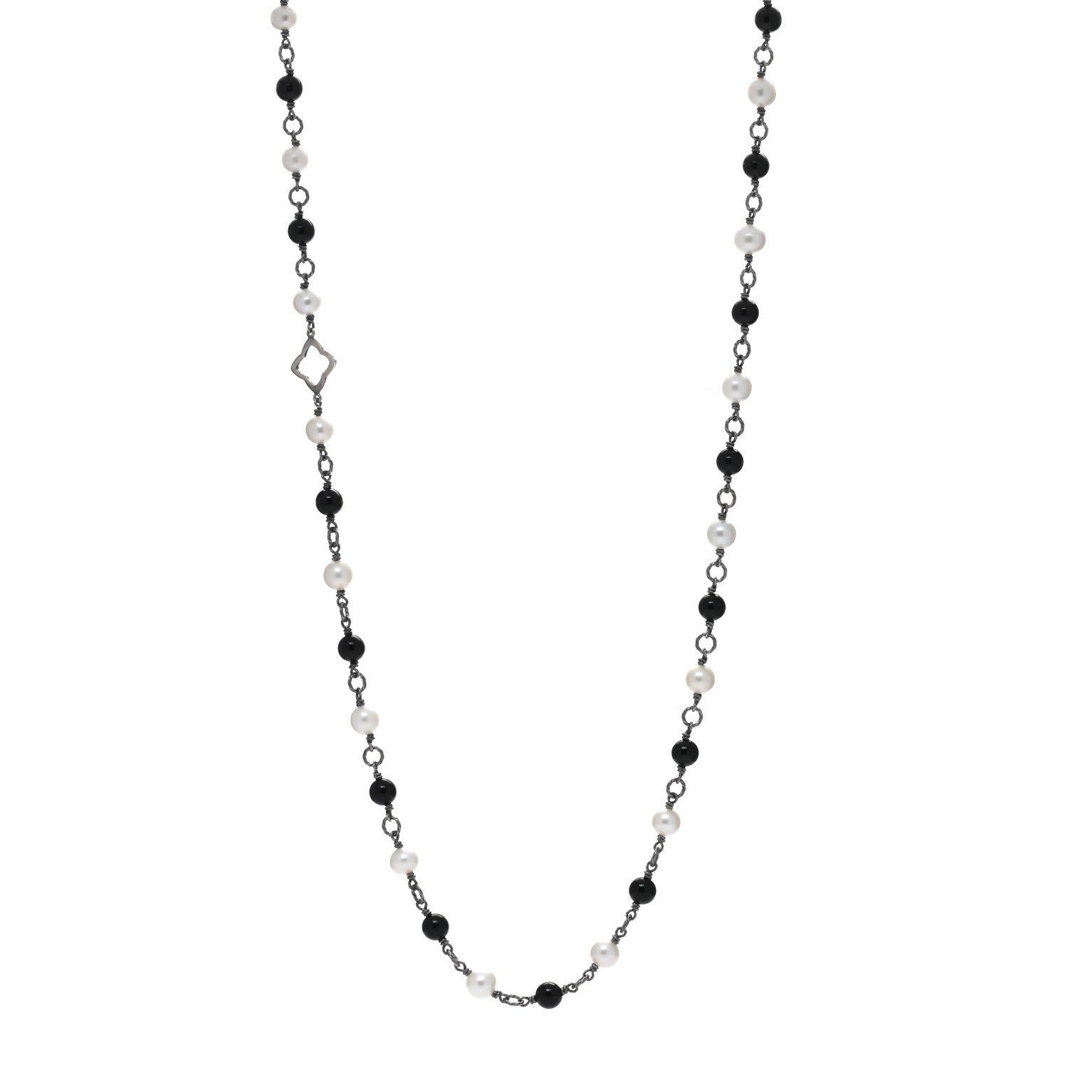 David Yurman Sterling Silver Black Onyx Pearl Bijoux Necklace 1 of 4