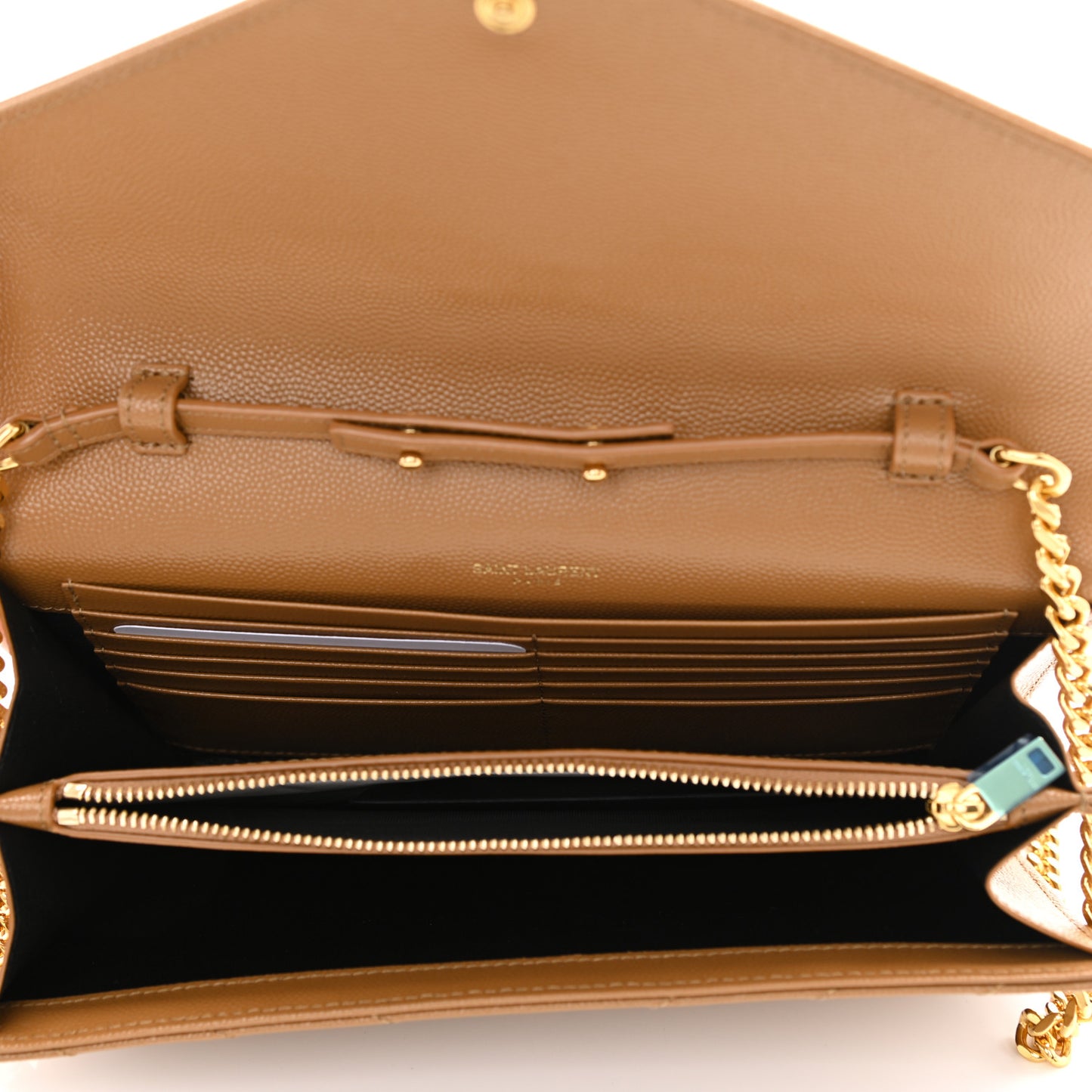 Grain De Poudre Matelasse Chevron Monogram Chain Wallet Dark Natural