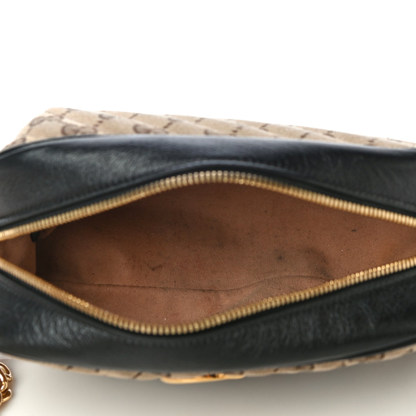 Monogram Matelasse Diagonal Small GG Marmont Chain Shoulder Bag Beige Black