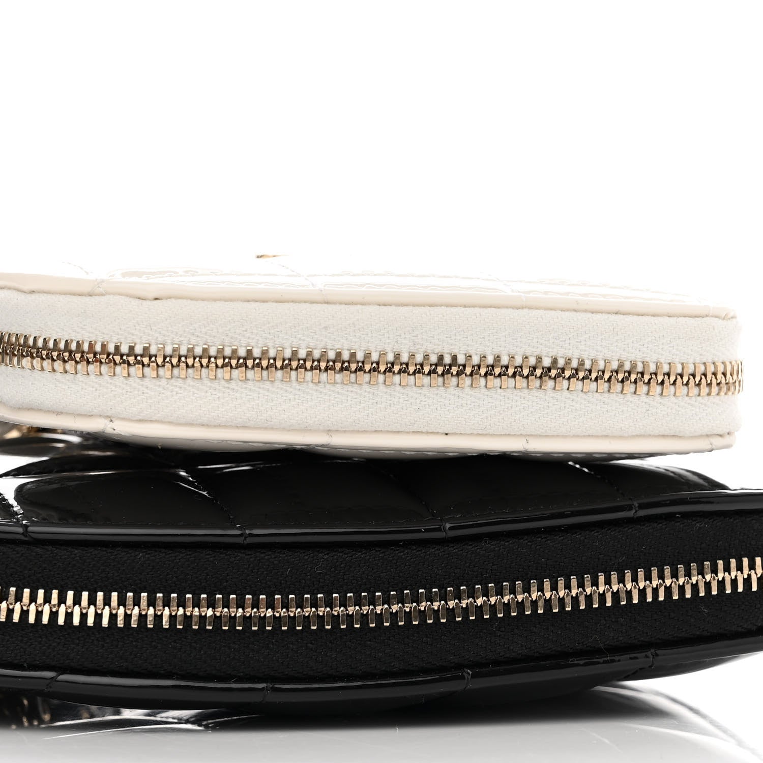 Chanel Patent Calfskin Resin Quilted CC Heart Clutch With Chain Black 10 of 13