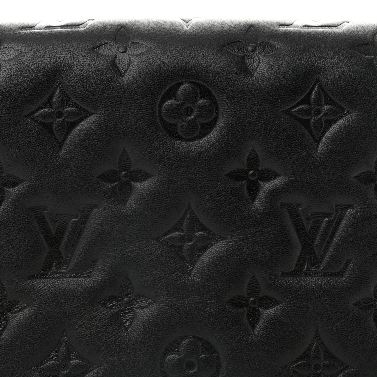 Lambskin Embossed Monogram Pochette Coussin Black