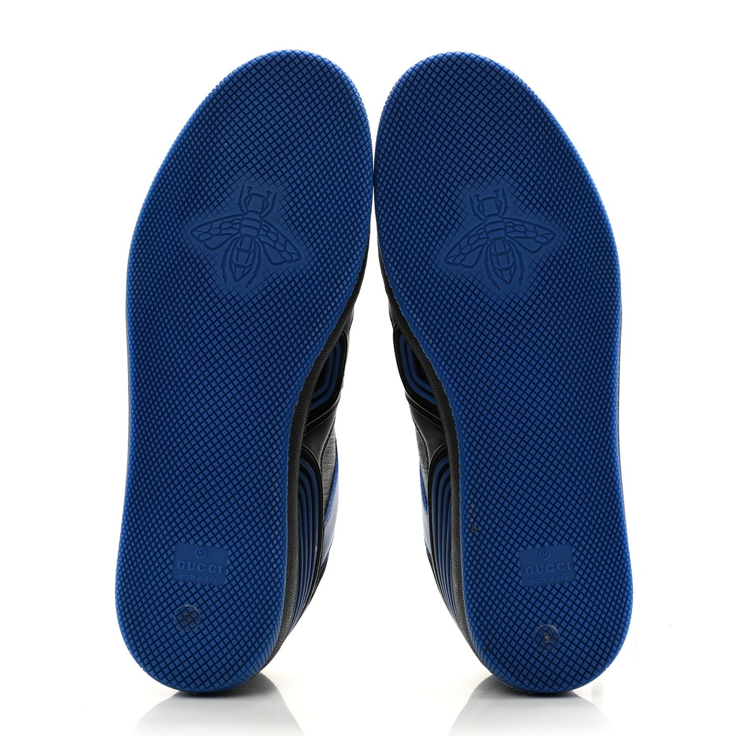 GG Supreme Monogram Demetra Mens Basket Low Top Sneakers 8 Blue Black