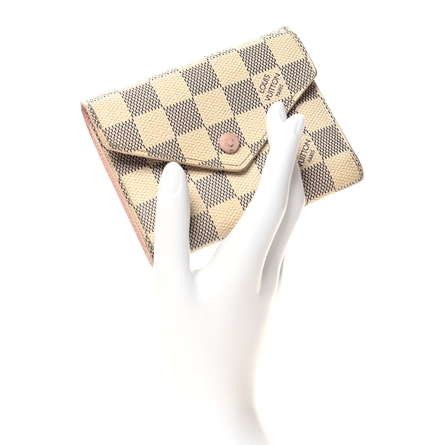 Louis Vuitton Damier Azur Victorine Wallet Rose Ballerine 2 of 10