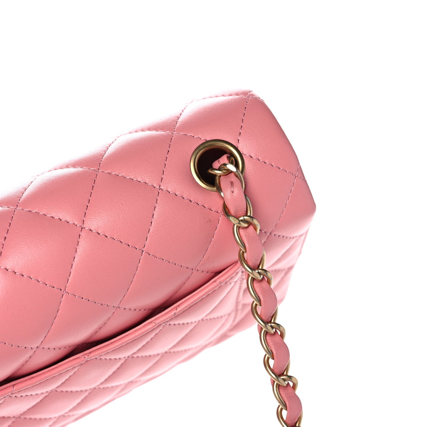 Lambskin Quilted Mini Rectangular Flap Pink