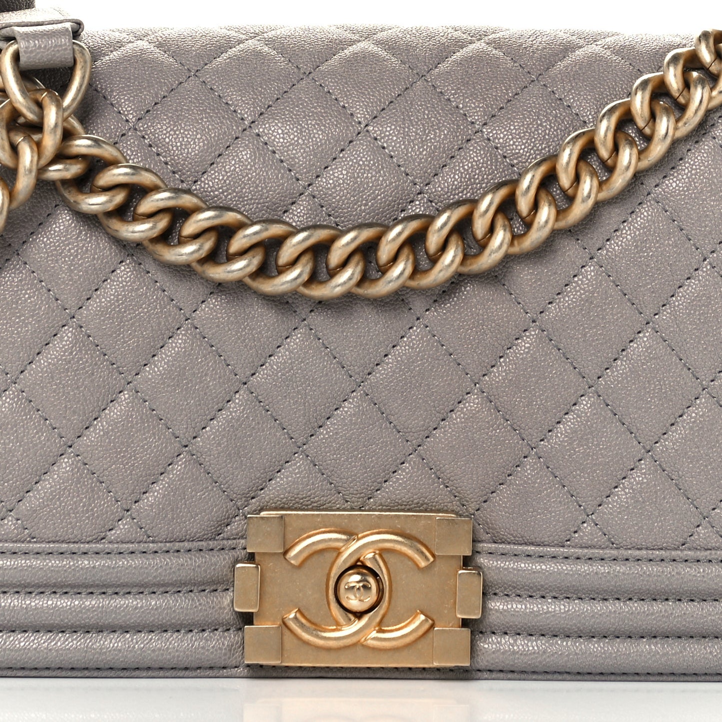 Caviar Quilted Medium Boy Flap Grey