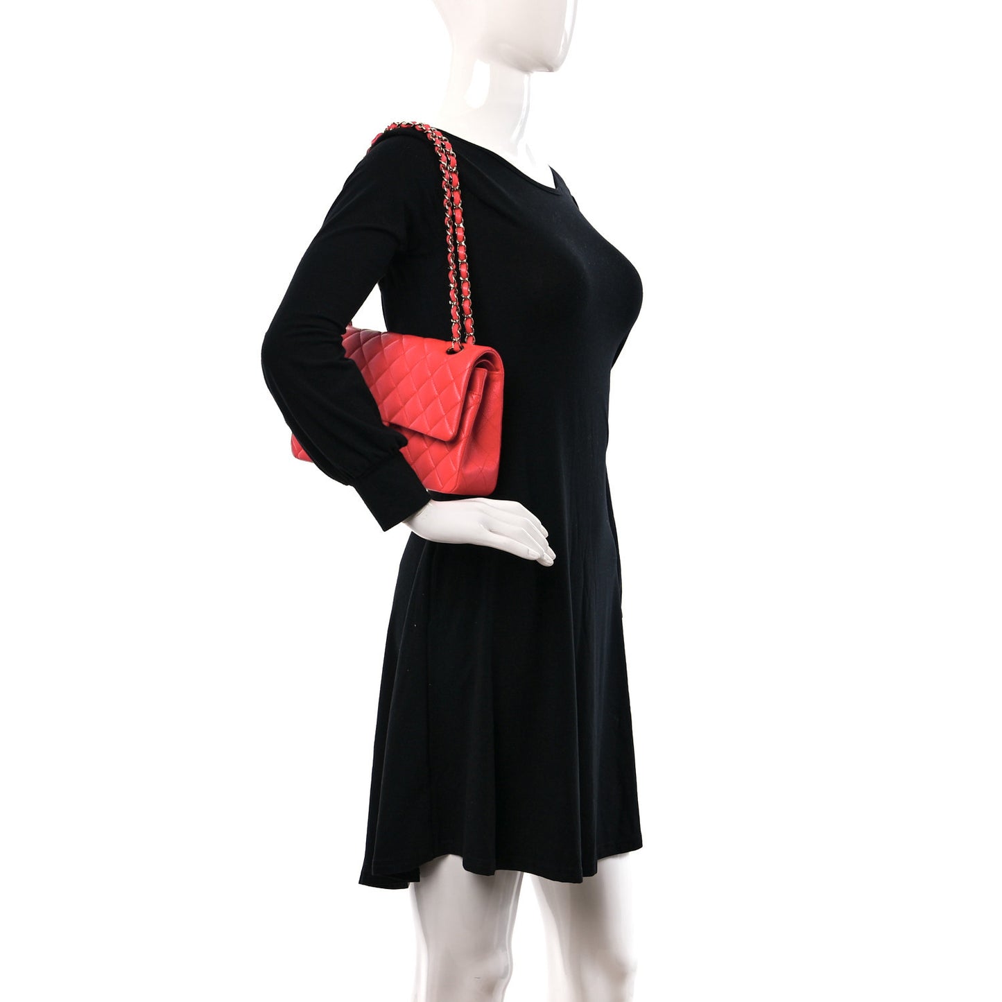 Caviar Quilted Medium Double Flap Red