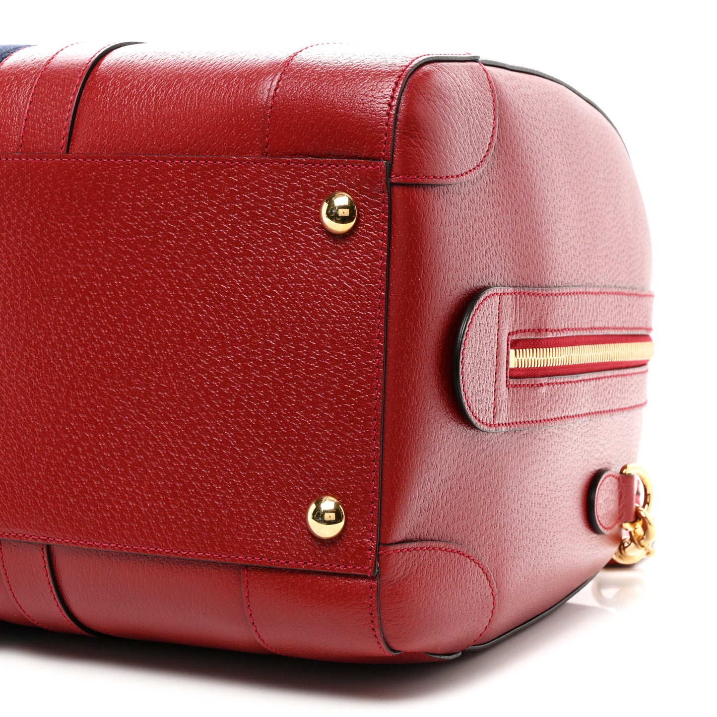 Textured Dollar Calfskin Web Medium Duffle Bag Red