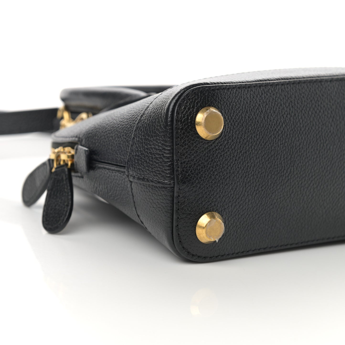 Grained Calfskin XXS Ville Top Handle Bag Black