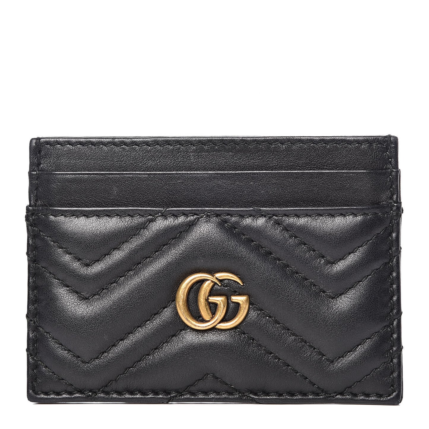 Calfskin Matelasse GG Marmont Card Holder Black