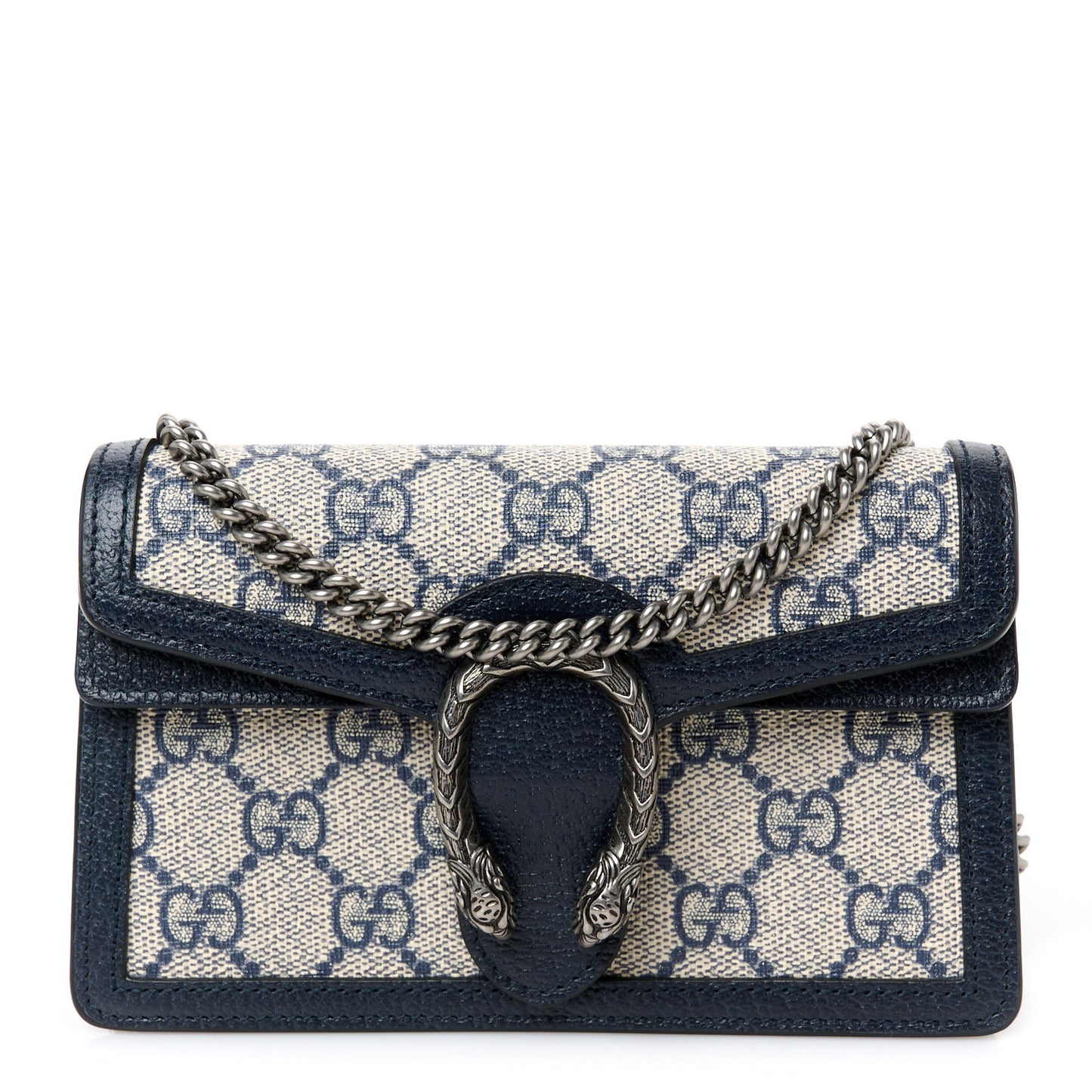 GG Supreme Monogram Textured Dollar Calfskin Super Mini Dionysus Shoulder Bag Beige Blue