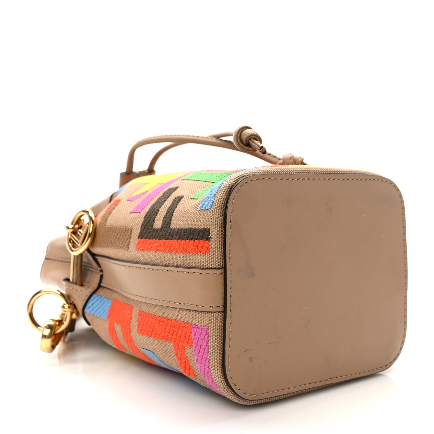 Canvas Vitello King F is Fendi FF Multicolor Embroidered Mini Mon Tresor Bucket Bag Multicolor Cuoio