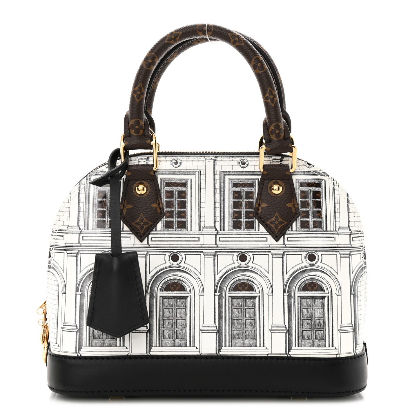 X FORNASETTI Calfskin Architettura Alma BB Black White