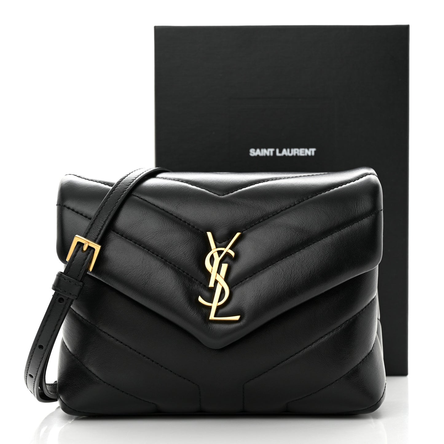 Calfskin Y Quilted Monogram Toy Loulou Crossbody Bag Black