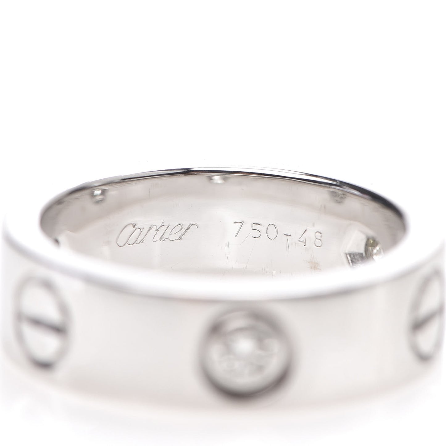 18K White Gold 3 Diamond 5.5mm LOVE Ring 48 4.5