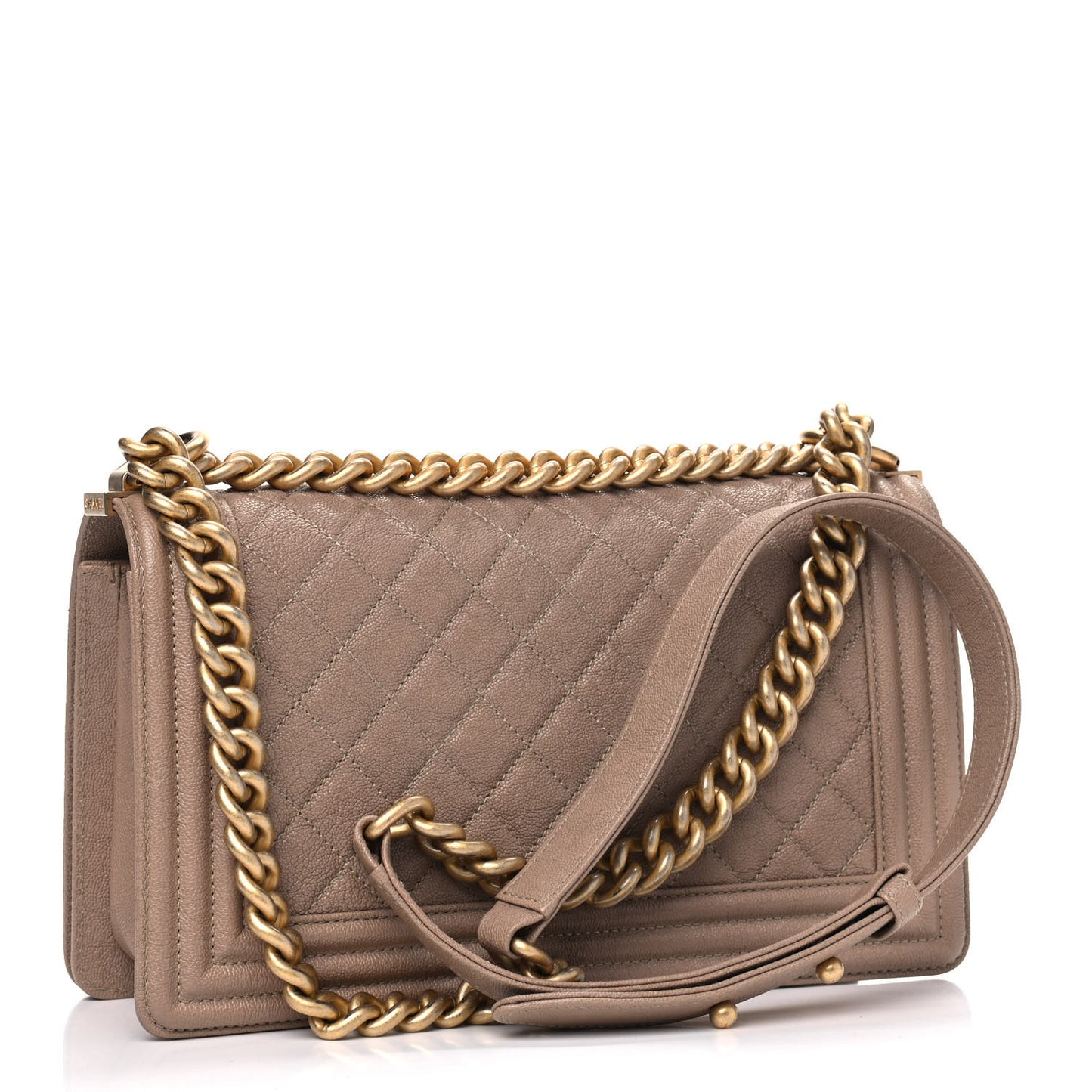 Caviar Quilted Medium Boy Flap Beige