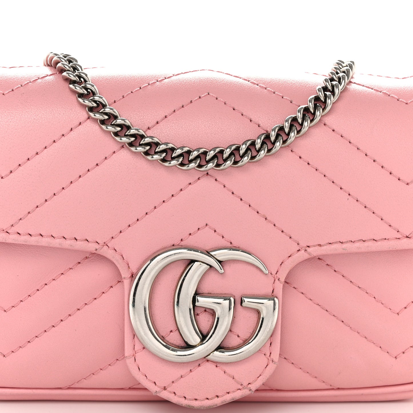 Calfskin Matelasse Super Mini GG Marmont Shoulder Bag Wild Rose