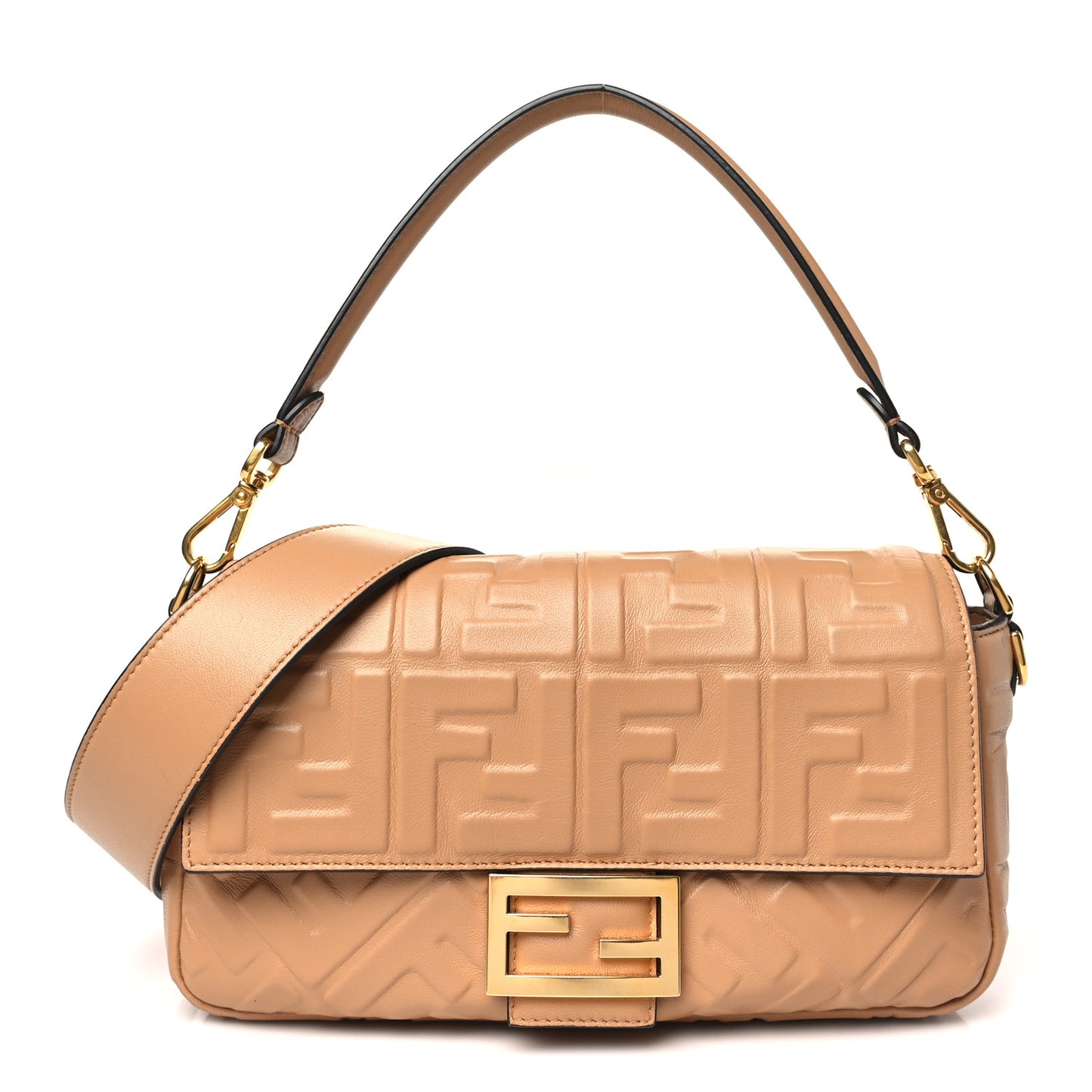 Nappa FF 1974 Embossed Baguette Miele Scuro