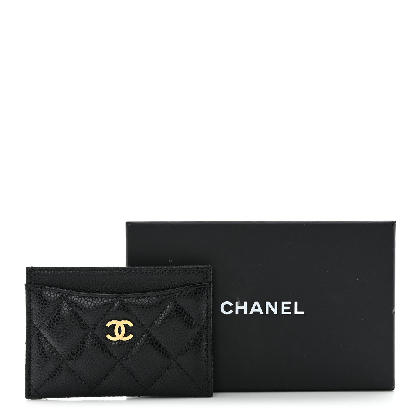 Caviar Quilted Card Holder Black