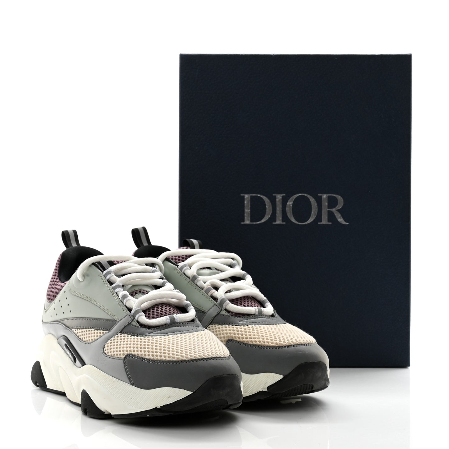 Technical Mesh Calfskin Mens B22 Sneakers 45 Cream Lavender