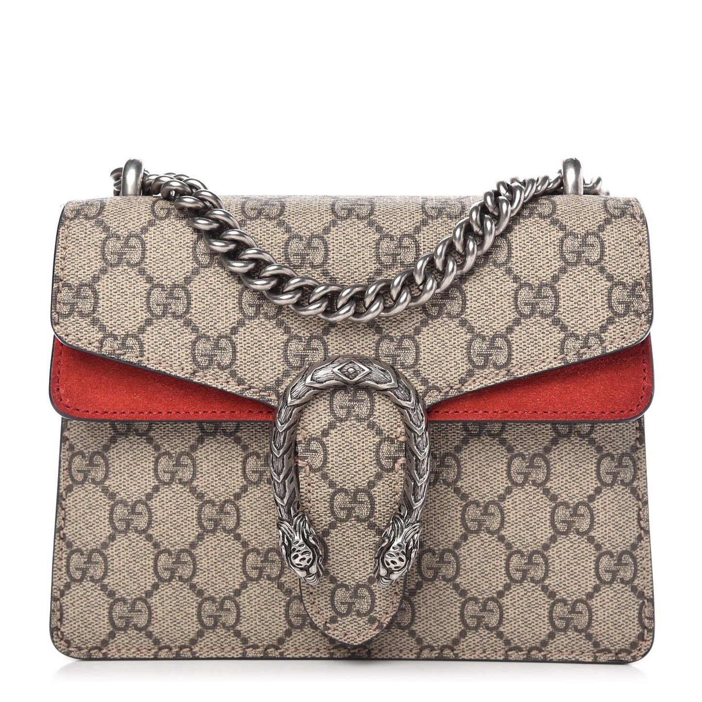 GG Supreme Monogram Mini Dionysus Shoulder Bag Hibiscus Red