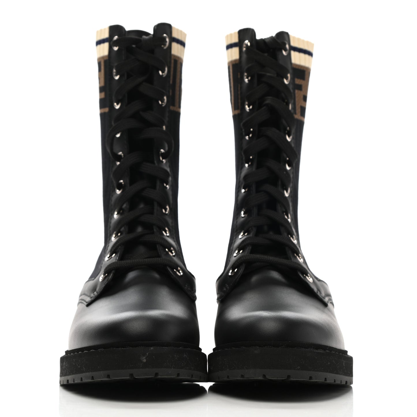 Calfskin Stretch Fabric Rockoko Biker Boots 36 Tobacco Black Marino