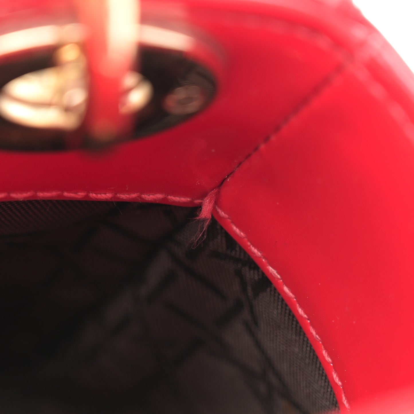 Patent Cannage Mini Lady Dior Red