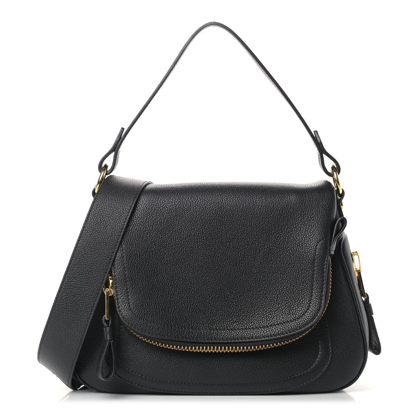 Grained Calfskin Medium Jennifer Crossbody Bag Black