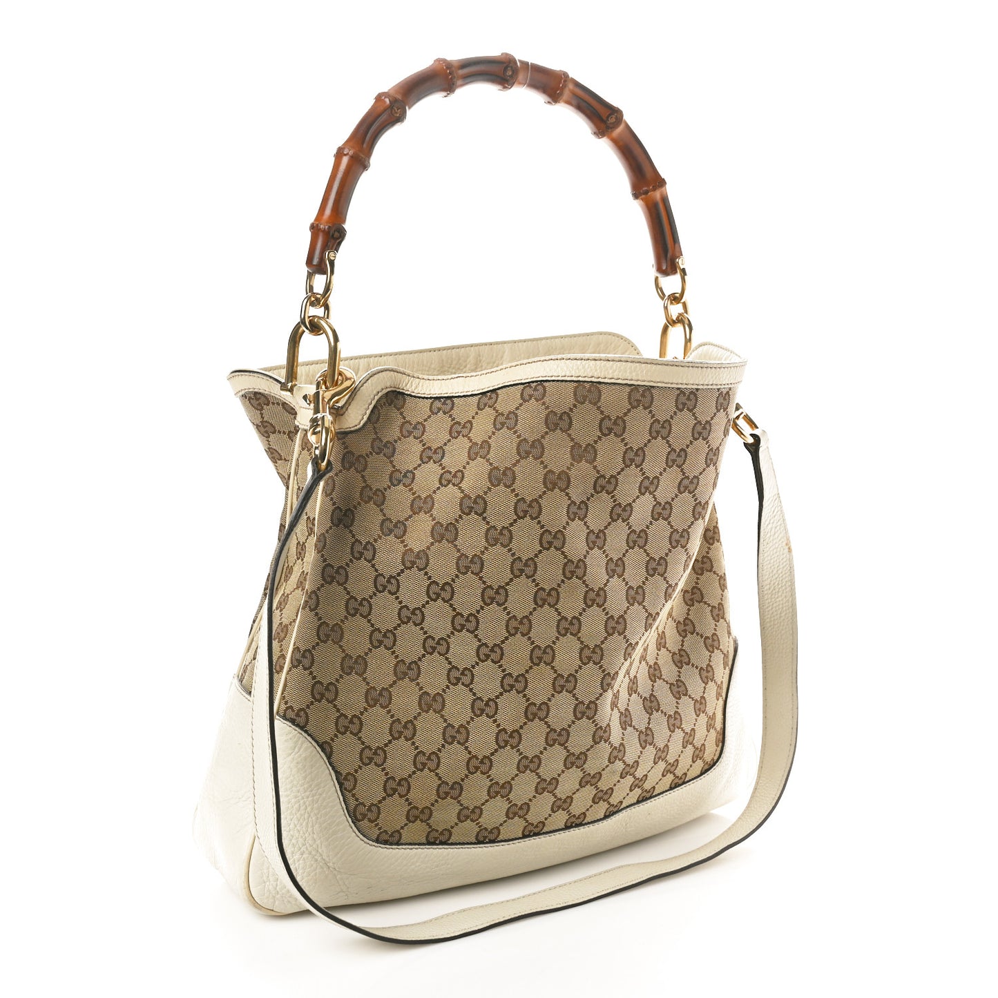 Monogram Medium Diana Bamboo Shoulder Bag Off White