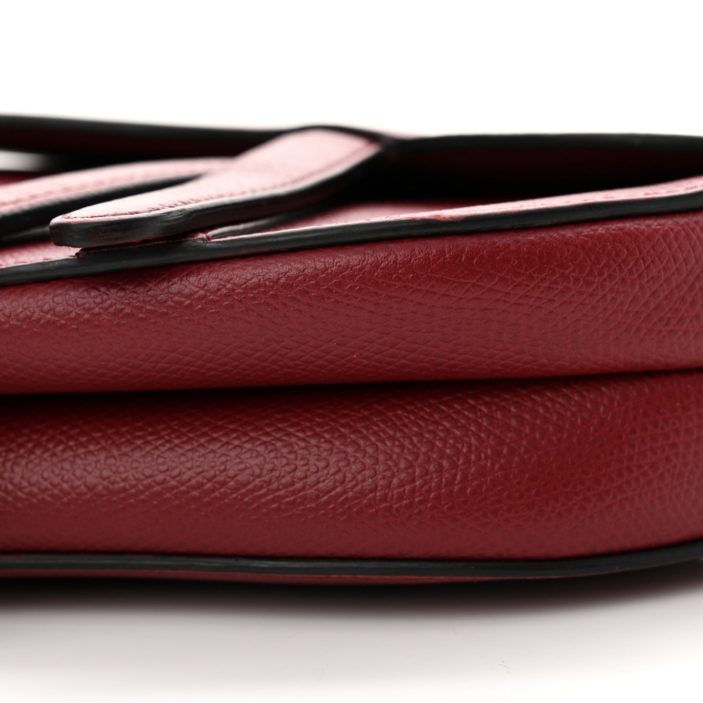 Grained Calfskin Mini Saddle Bag Red