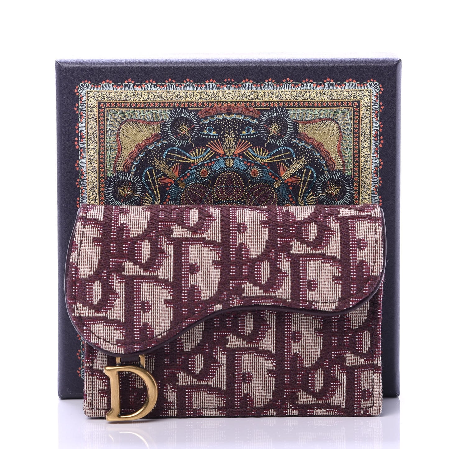 Oblique Saddle Card Holder Bordeaux