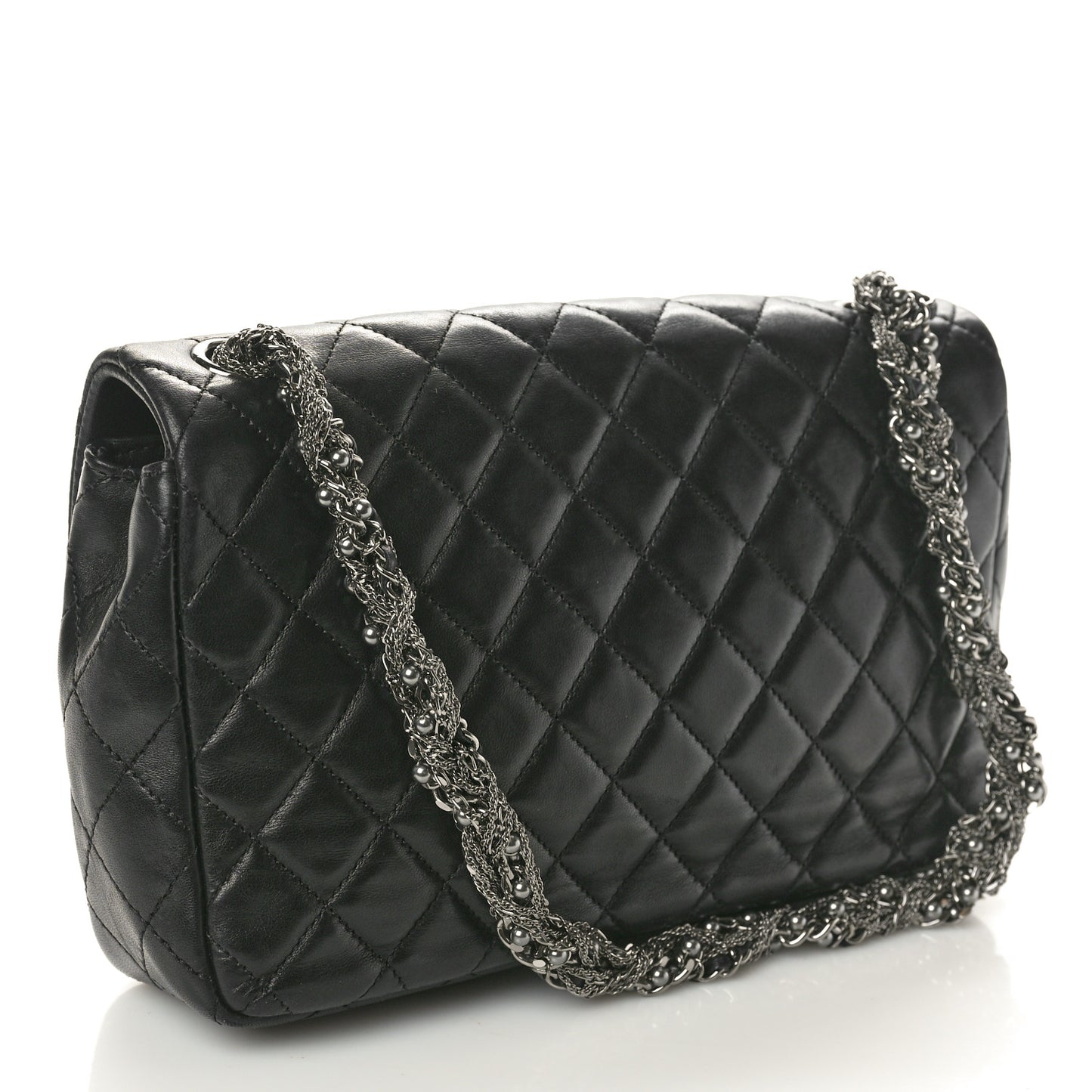 Lambskin Quilted Medium Westminster Pearl Flap Black