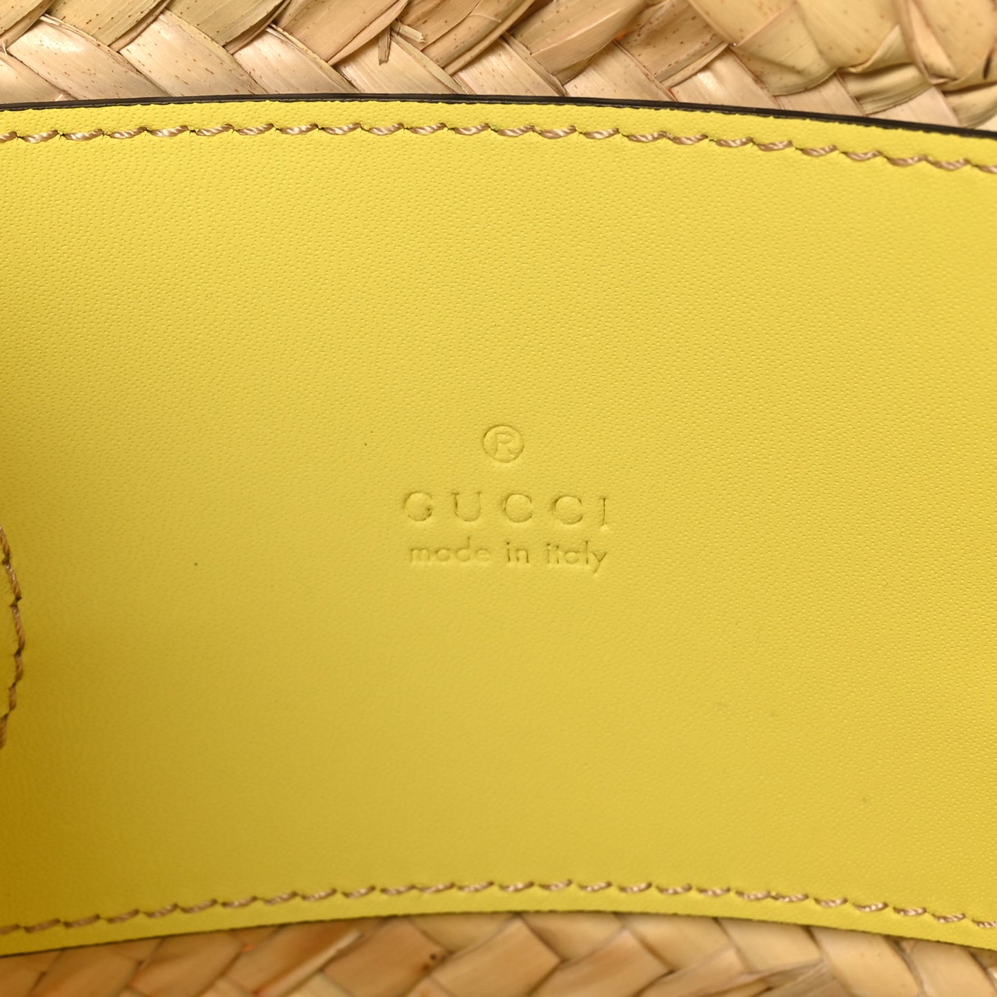 Straw Calfskin Plexiglass Mini Logo Tote Yellow