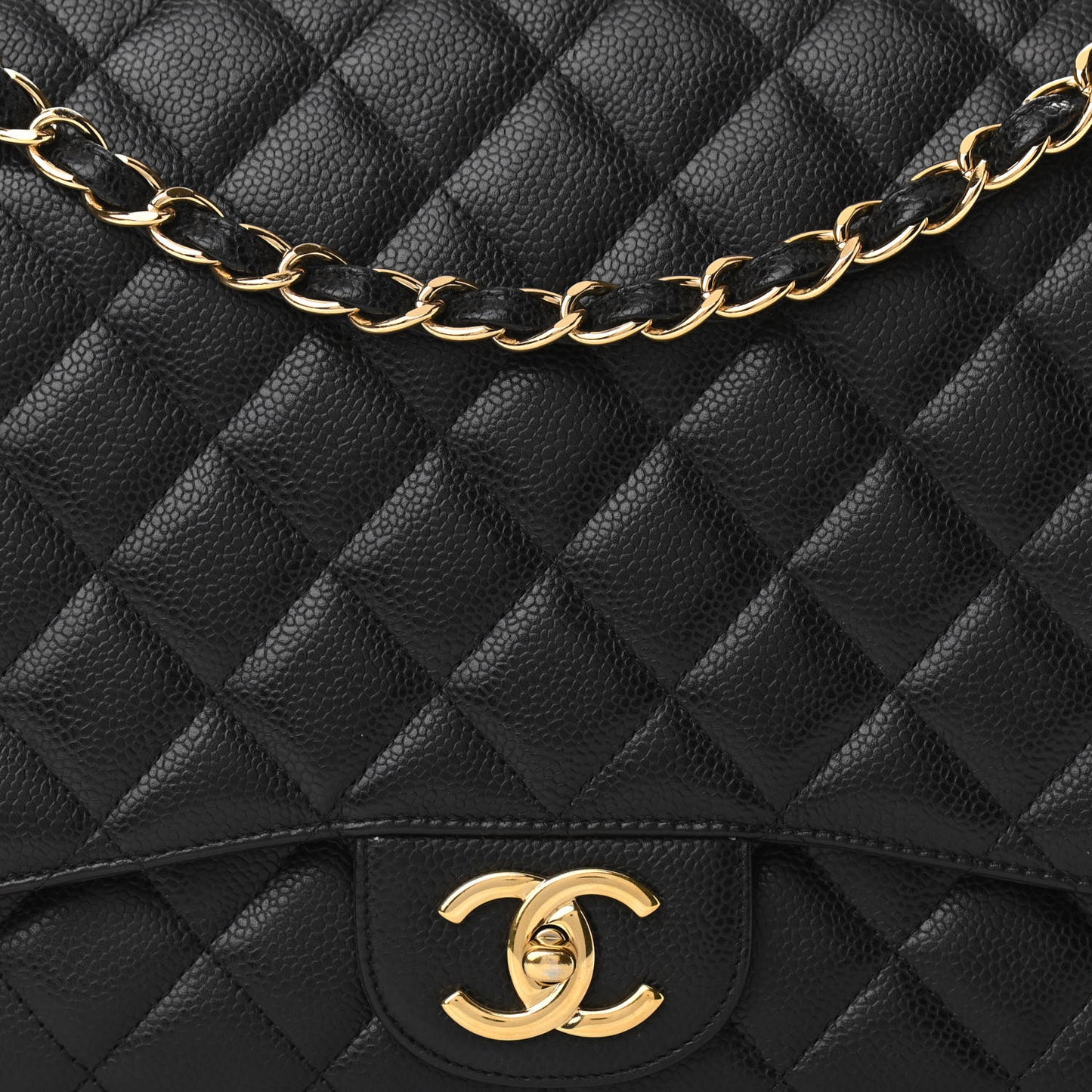 Caviar Quilted Maxi Double Flap Black