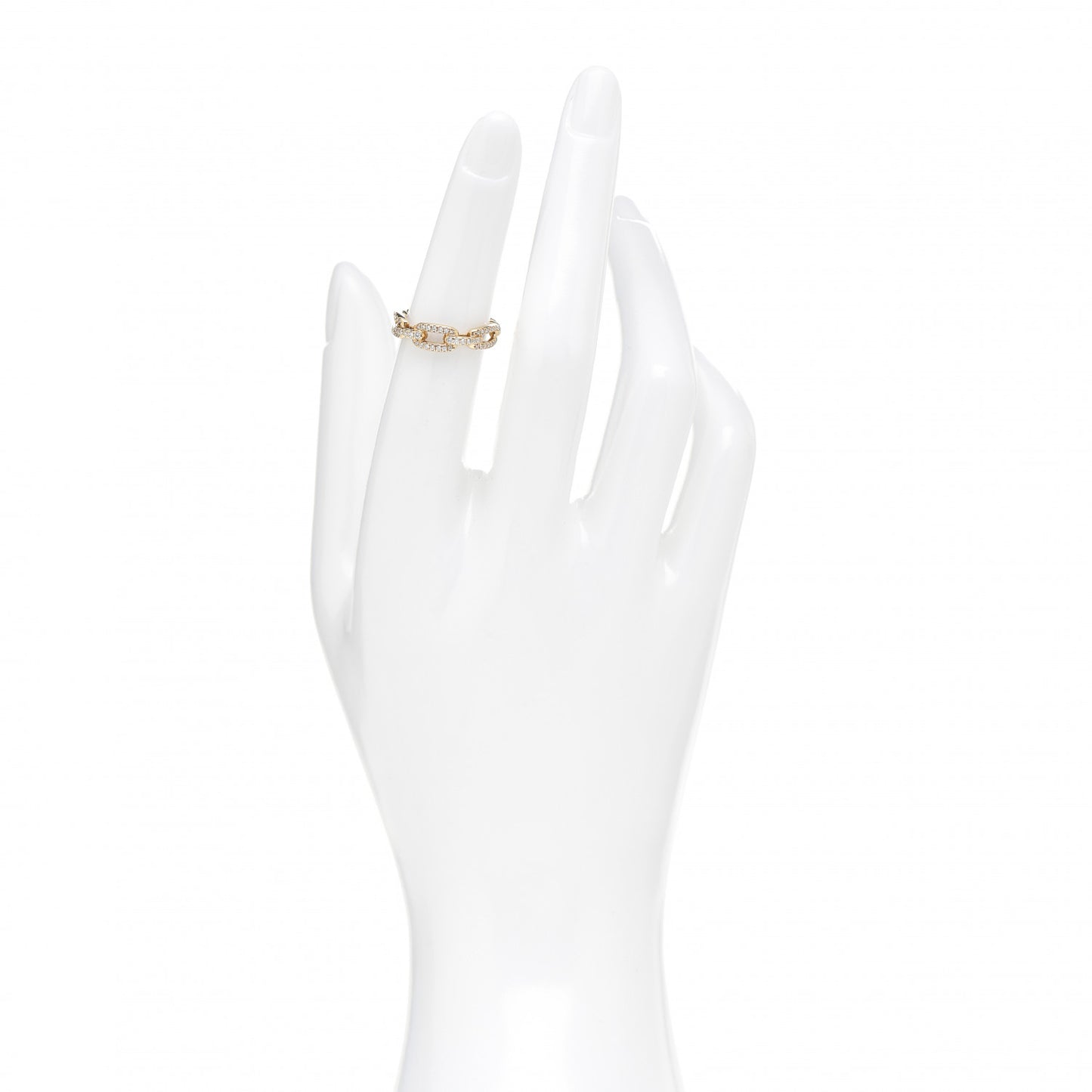 18K Yellow Gold Diamond 4.5mm Stax Single Row Chain Link Ring 49 4.75